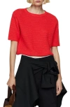 Mango Knitted Sweater With Openwork Details Coral Red In Coral Red