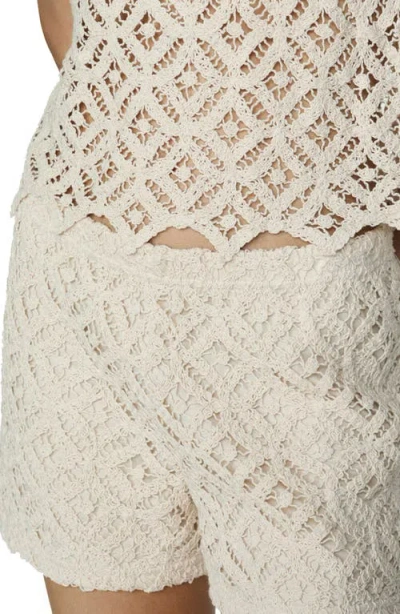 Mango Open Stitch Shorts In Beige