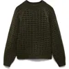 Mango Open Stitch Sweater In Khaki Green