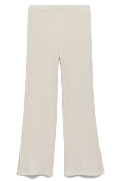 Mango Open Stitch Sweater Pants In Ecru