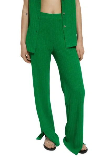 Mango Open Stitch Sweater Pants In Green