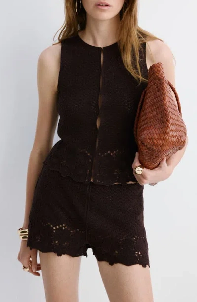 Mango Open Stitch Sweater Vest In Black