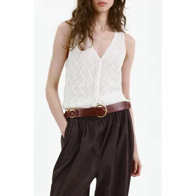 Mango Open Stitch Sweater Vest In White