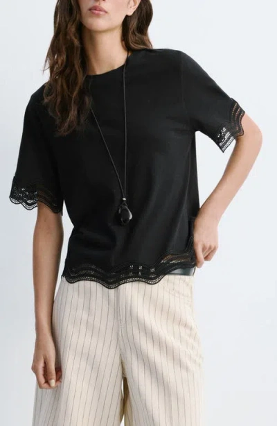 Mango Open Stitch Top In Black