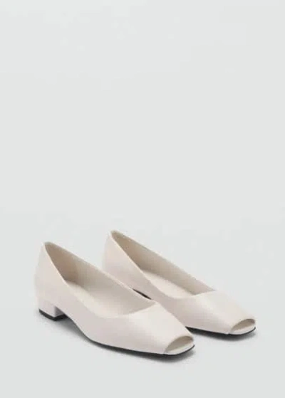 Mango Open-toe Leather Shoes White