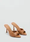 Mango Open-toed Heeled Sandals With Pointed Toe Medium Brown In Medium Brown