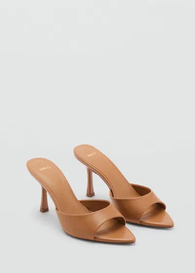 Mango Open-toed Heeled Sandals With Pointed Toe Medium Brown