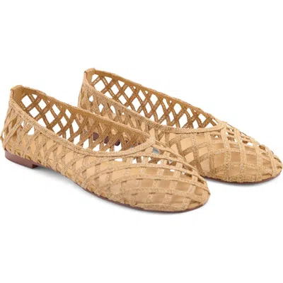 Mango Open Weave Ballet Flat In Brown