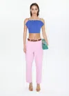 Mango Open-back Crop Top In Blue