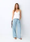 Mango Open-back Top In Blue