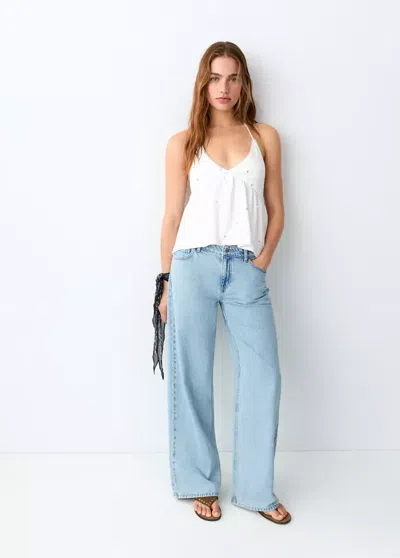 Mango Open-back Top In Blue