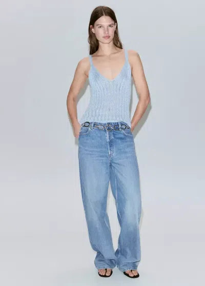 MANGO OPEN-KNIT LUREX TOP