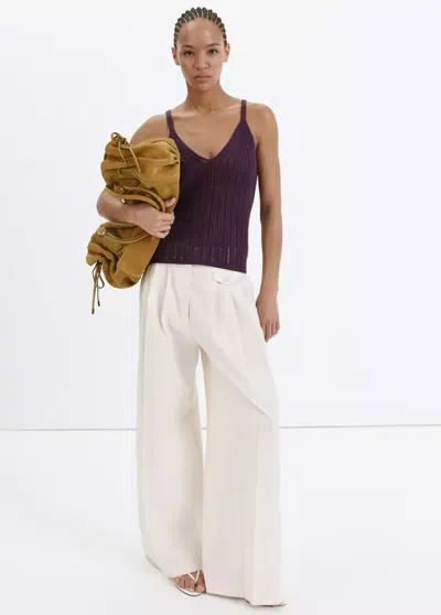 Mango Open-knit Lurex Top In Purple