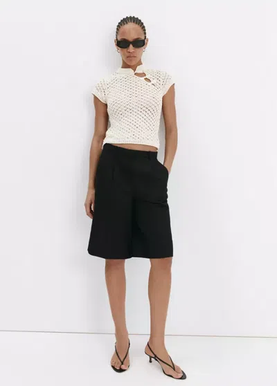 Mango Open-knit Sweater With Toggles In White