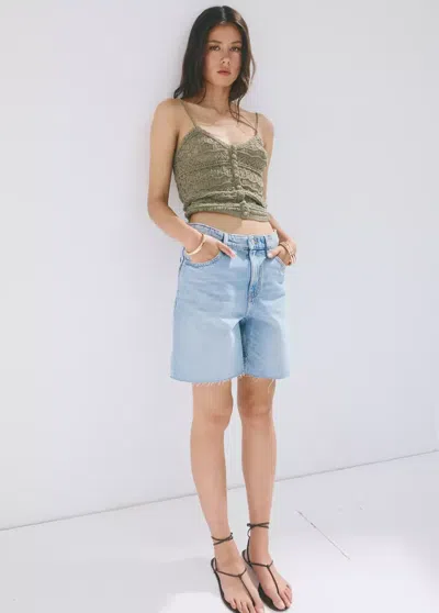 Mango Open Knit Button-up Camisole In Green