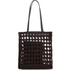 Mango Openwork Crochet Straw Shopper In Brown