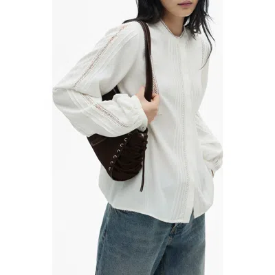 Mango Openwork Detail Button-up Shirt In Off White