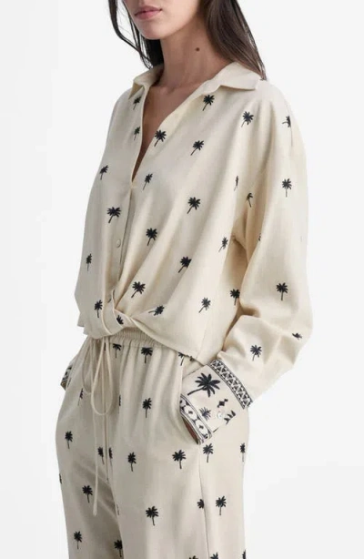 Mango Openwork Detail Shirt In Beige