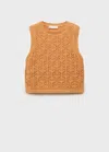 Shop Mango Openwork Details Knit Top Pastel Orange