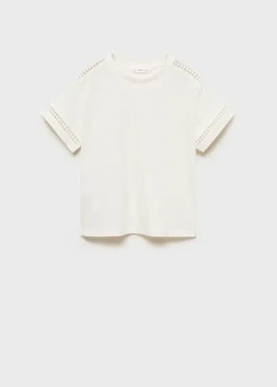 Mango Kids' Openwork Details T-shirt Off White