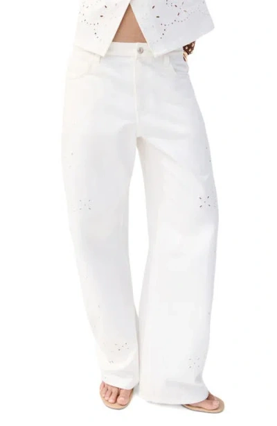 Mango Openwork Embroidered Balloon Jeans In White