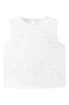 Mango Openwork Embroidery Cotton Tank In White