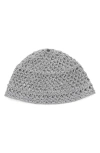 Mango Openwork Knit Beanie In Gray