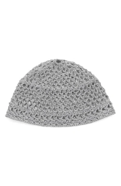 Mango Openwork Knit Beanie In Gray