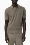 Mango Openwork Knit Cotton Polo In Green