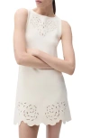 Mango Openwork Knit Minidress In Neutral