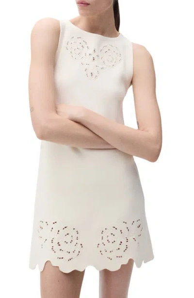 Mango Cutwork Mini Dress In White