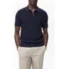 Mango Men's Openwork Knitted Zipper Polo Shirt In Blue