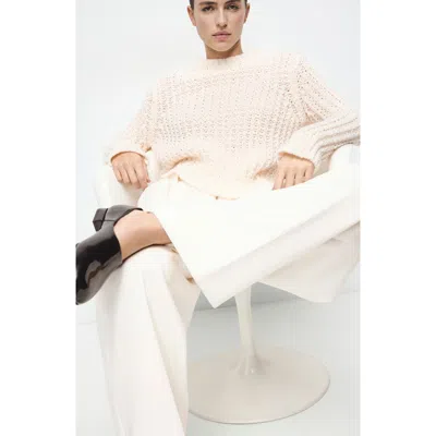 Mango Openwork Knit Sweater In Neutral