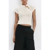 Mango Openwork Knit Toggle Sweater In White