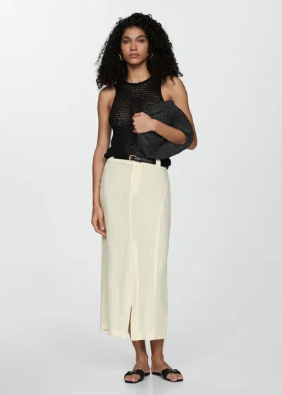 Mango Openwork Knitted Lurex Top Black
