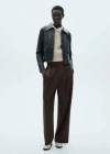 Mango Openwork Knitted Polo-neck Sweater Sand In Sand