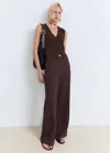 Mango Openwork Knitted Waistcoat Chocolate In Red