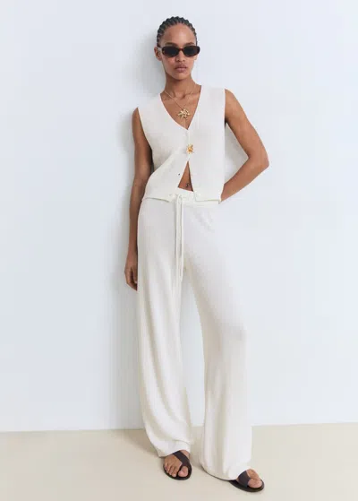 Mango Openwork Knitted Waistcoat White