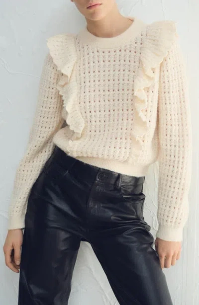 Mango Openwork Sweater In Neutral