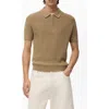 Mango Openwork Zip Polo In Neutral