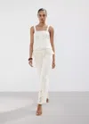 Mango Wide Leg Openwork Embroidered Pants In White