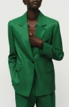 Mango Otero One-button Blazer In Green