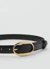 Mango Ceinture Boucle Ovale Noir - Femme - Xl -