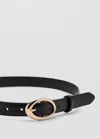 Mango Oval Buckle Belt In Black
