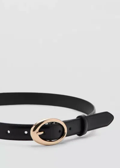 Mango Oval Buckle Belt In Black