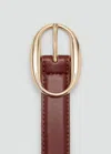 Mango Ceinture Boucle Ovale Marron - Femme - Xl -