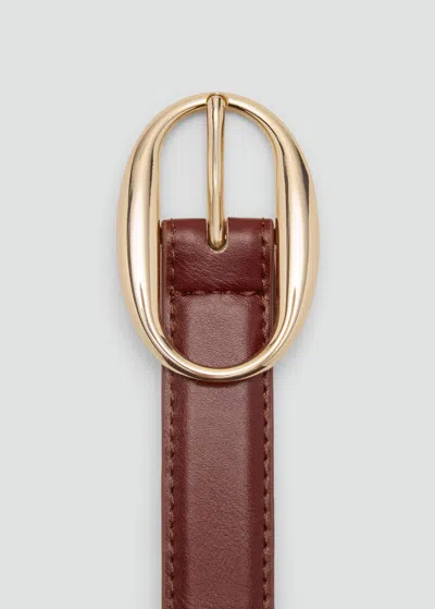 Mango Ceinture Boucle Ovale Marron - Femme - Xl -