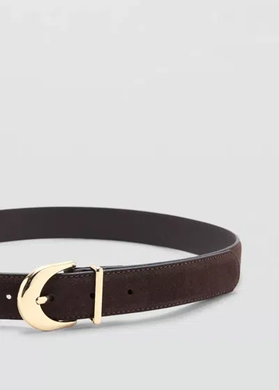 Mango Oval Buckle Belt In Brown