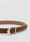 Mango Oval Buckle Belt In Brown