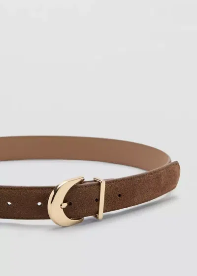 Mango Oval Buckle Belt In Brown